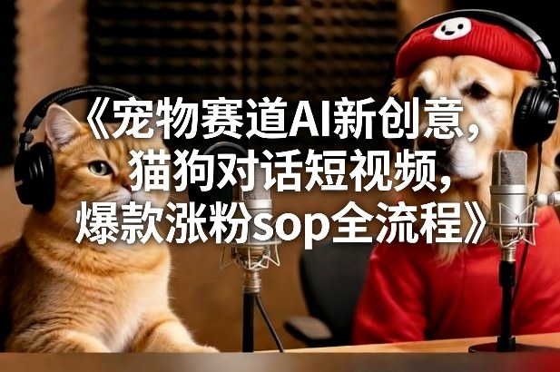 宠物赛道AI新创意，猫狗对话短视频，爆款涨粉sop全流程-副业宝典