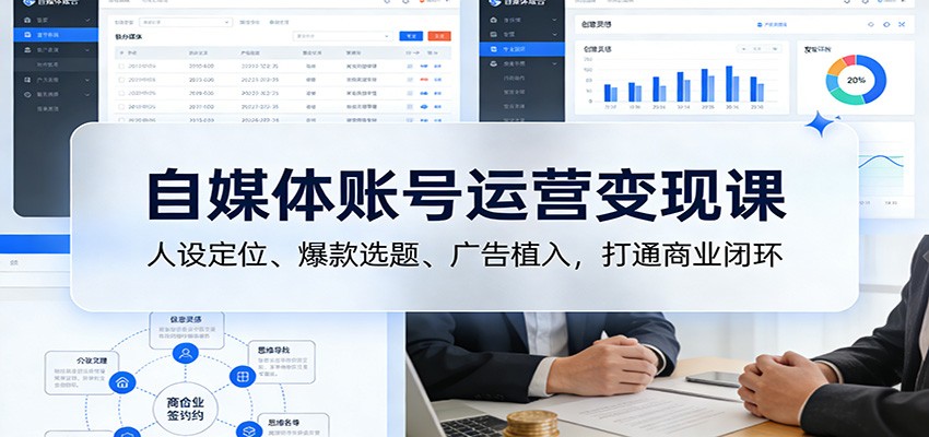 自媒体账号运营变现课：人设定位、爆款选题、广告植入，打通商业闭环-副业宝典