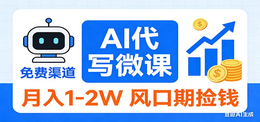 2026告别打工！AI 代写微课，提供免费渠道，月入 1-2W 风口期捡钱-副业宝典