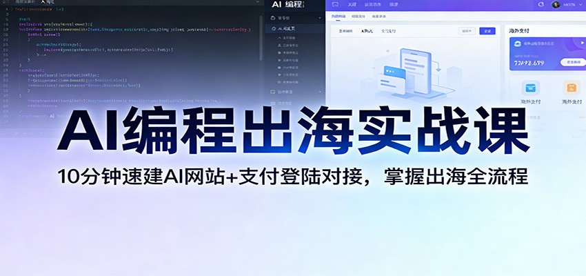 AI编程出海实战课：10分钟速建AI网站+支付登陆对接，掌握出海全流程-副业宝典
