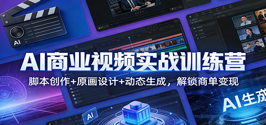 AI商业视频实战训练营：脚本创作+原画设计+动态生成，解锁商单变现-副业宝典