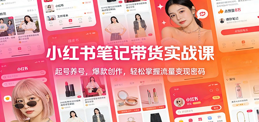 小红书笔记带货实战课：起号养号，爆款创作，轻松掌握流量变现密码-副业宝典