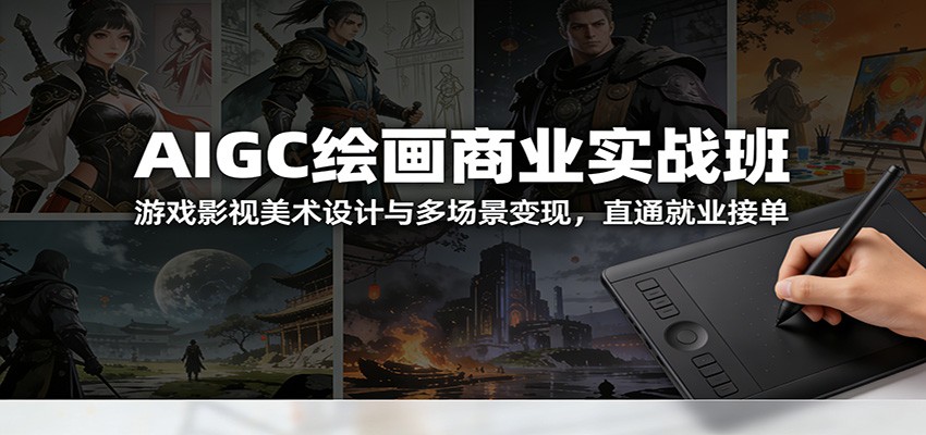 AIGC绘画商业实战班：游戏影视美术设计与多场景变现，直通就业接单-副业宝典