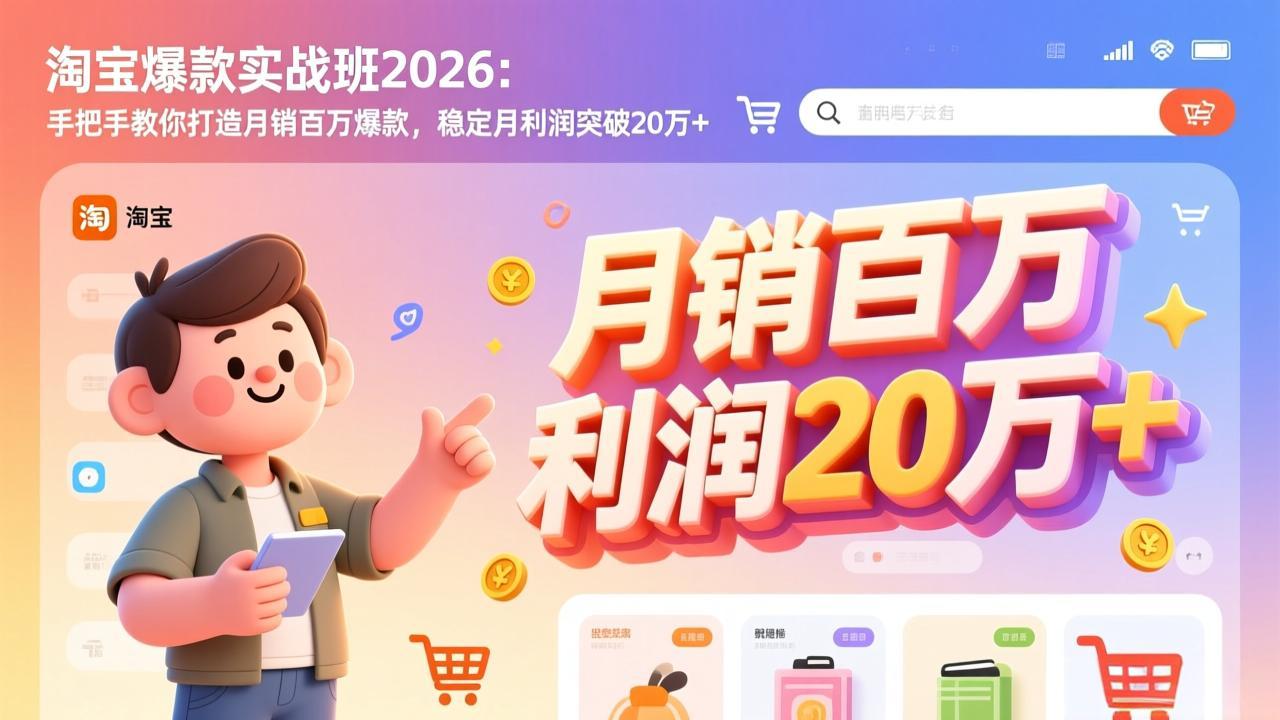 淘宝爆款实战班2026：手把手教你打造月销百万爆款，稳定月利润突破20万+-副业宝典