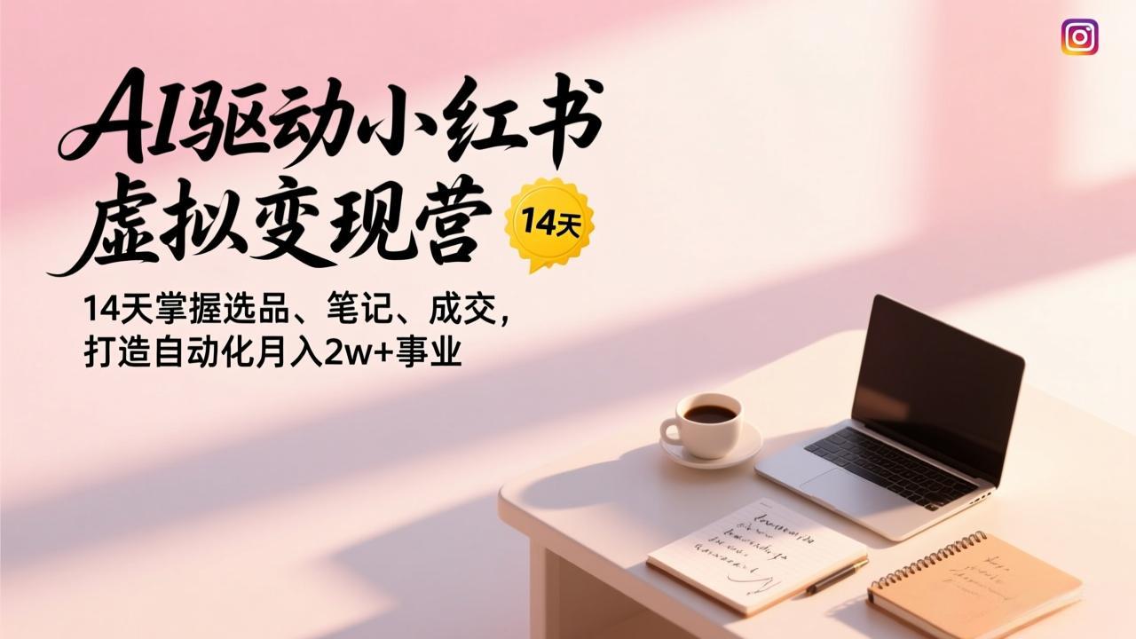 AI驱动小红书虚拟变现营，14天掌握选品、笔记、成交，打造自动化月入2w+事业-副业宝典