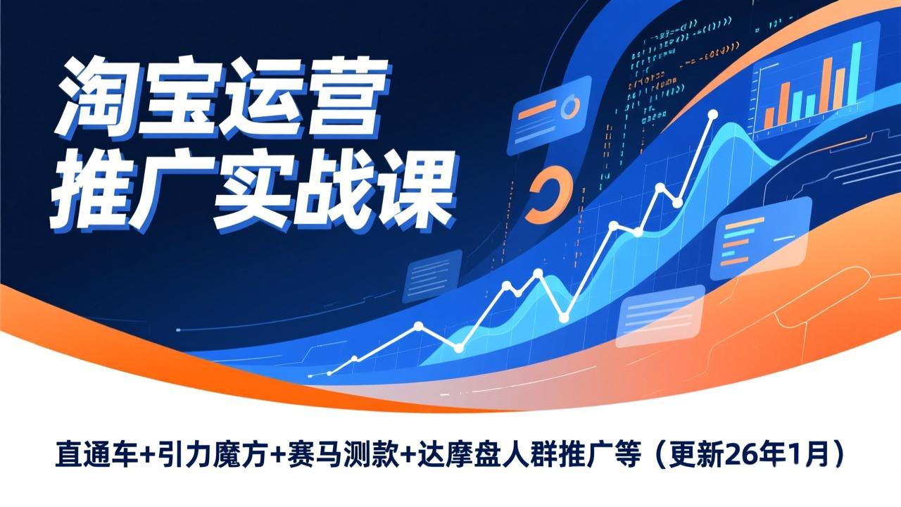淘宝运营推广实战课，直通车+引力魔方+赛马测款+达摩盘人群推广等(更新26年1月-副业宝典