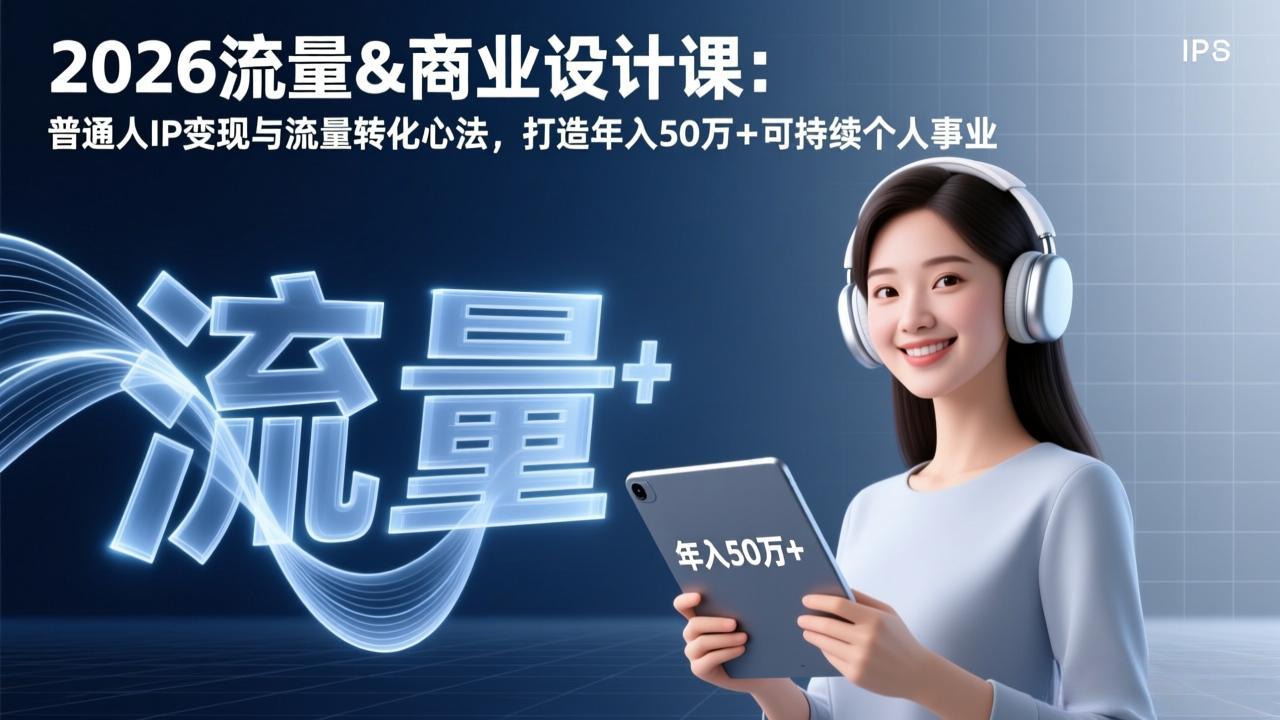 2026流量&商业设计课：普通人IP变现与流量转化心法，打造年入50万+可持续个人事业-副业宝典
