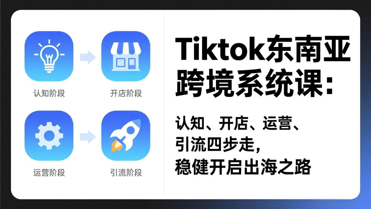 TikTok东南亚跨境系统课：认知、开店、运营、引流四步走，稳健开启出海之路-副业宝典
