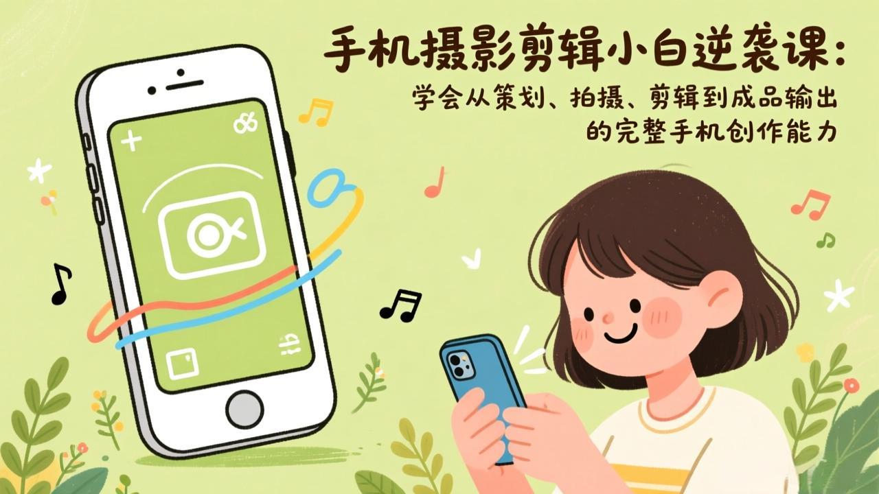 手机摄影剪辑小白逆袭课：学会从策划、拍摄、剪辑到成品输出的完整手机创作能力-副业宝典
