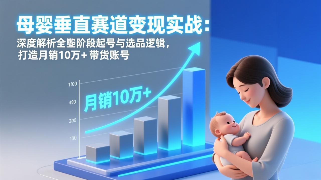 母婴垂直赛道变现实战：深度解析三大阶段起号与选品逻辑，打造月销10万+带货账号-副业宝典