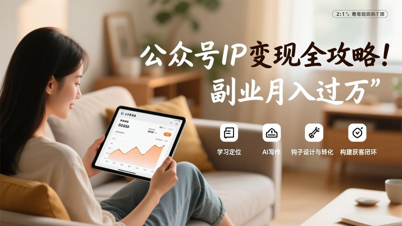 公众号IP变现全攻略，学习定位、AI写作、钩子设计与转化，构建获客闭环，副业月入过万-副业宝典