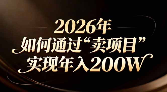 站在2026年的十字路口：一个普通人如何通过卖项目实现年入200万-副业宝典