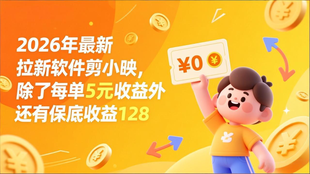 最新拉新软件剪小映，除了每单5元收益外还有保底收益128-副业宝典