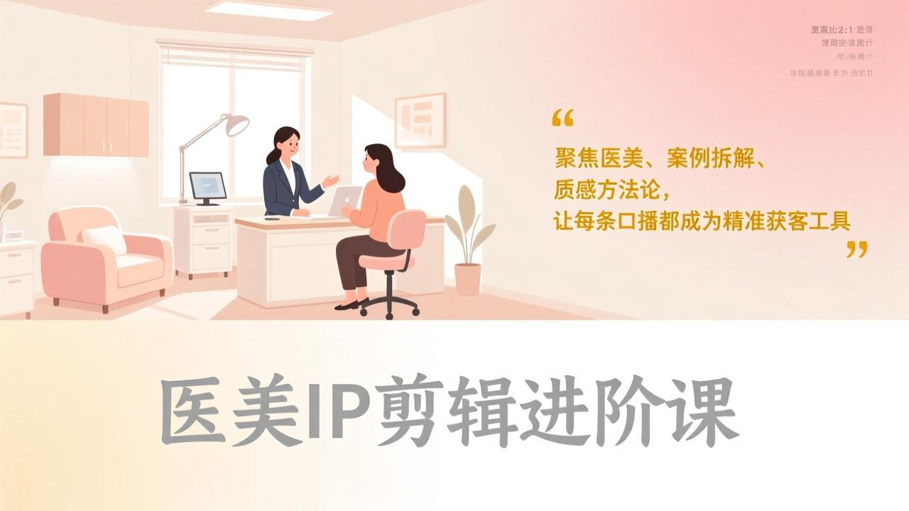 医美IP剪辑进阶课，聚焦医美、案例拆解、质感方法论，让每条口播都成为精准获客工具-副业宝典