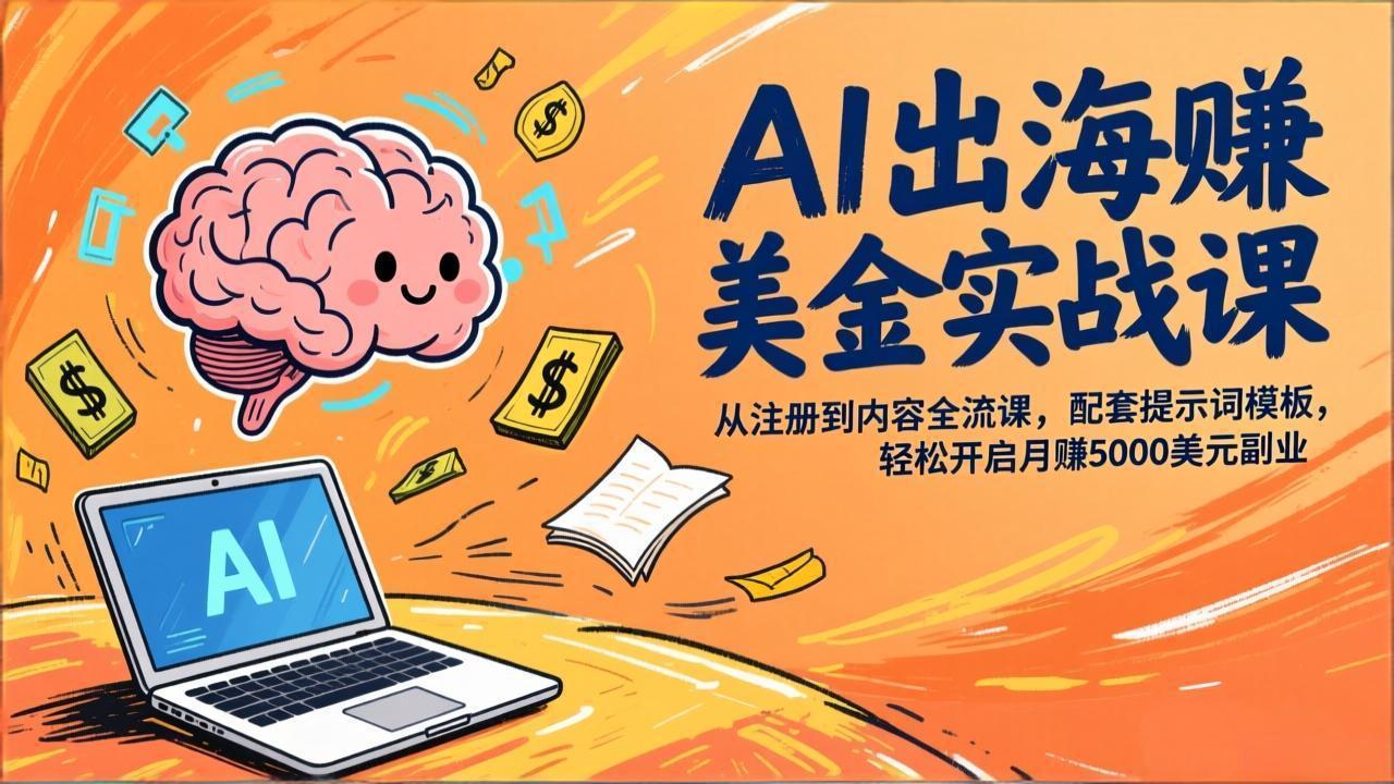 AI出海赚美金实战课，从注册到内容全流程，配套提示词模板，轻松开启月赚5000美元副业-副业宝典