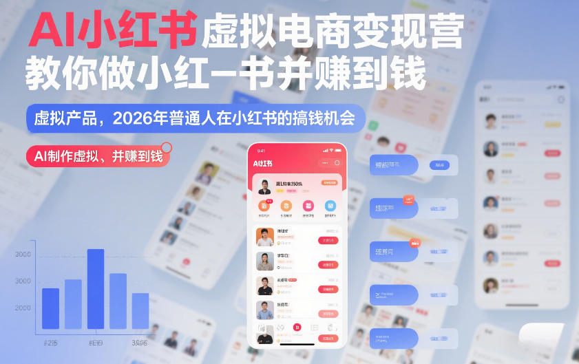 AI小红书虚拟电商变现营，教你做小红书并賺到钱，虚拟产品，2026年普通人在小红书的搞钱机会(更新中)-副业宝典