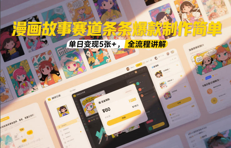 漫画故事赛道条条爆款制作简单，单日变现5张+，全流程讲解-副业宝典
