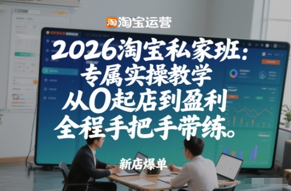 2026淘宝私家班：专属实操教学，从0起店到盈利，全程手把手带练-副业宝典