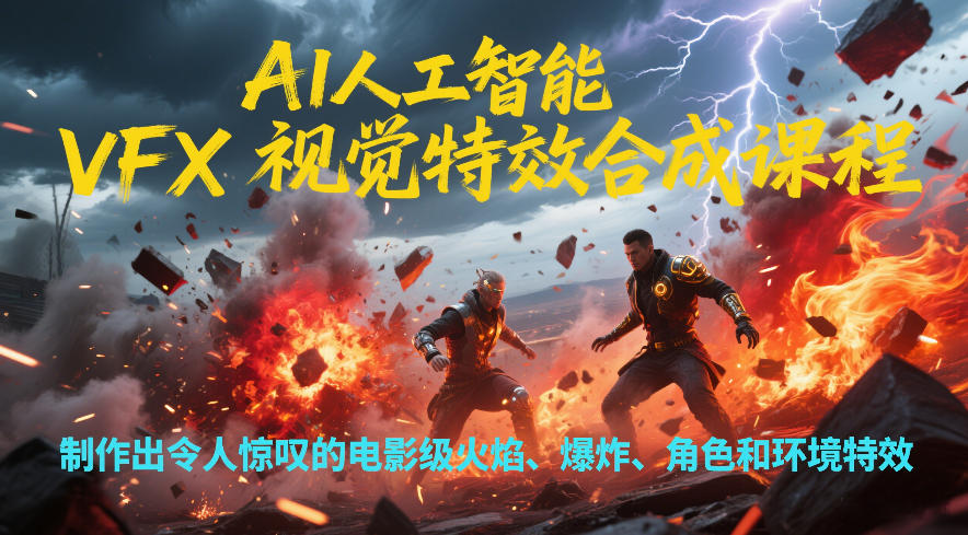 AI人工智能VFX视觉特效合成课程，制作出令人惊叹的电影级火焰、爆炸、角色和环境特效-副业宝典