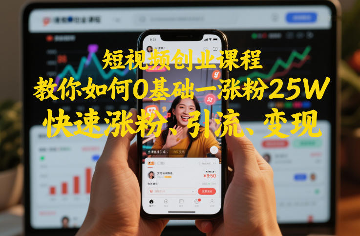 短视频创业课程，教你如何0基础一天涨粉25W，快速涨粉、引流、变现-副业宝典