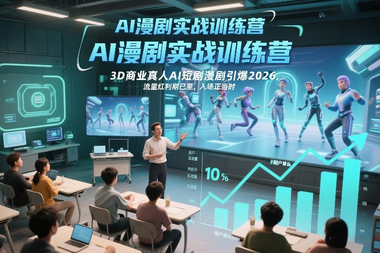 AI漫剧实战训练营，3D商业真人AI短剧漫剧引爆2026，流量红利期已至，入场正当时-副业宝典