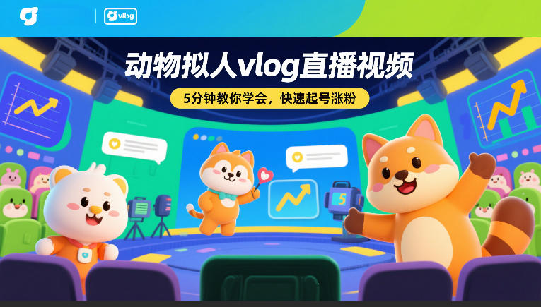 动物拟人vlog直播视频，5分钟教你学会，快速起号涨粉-副业宝典