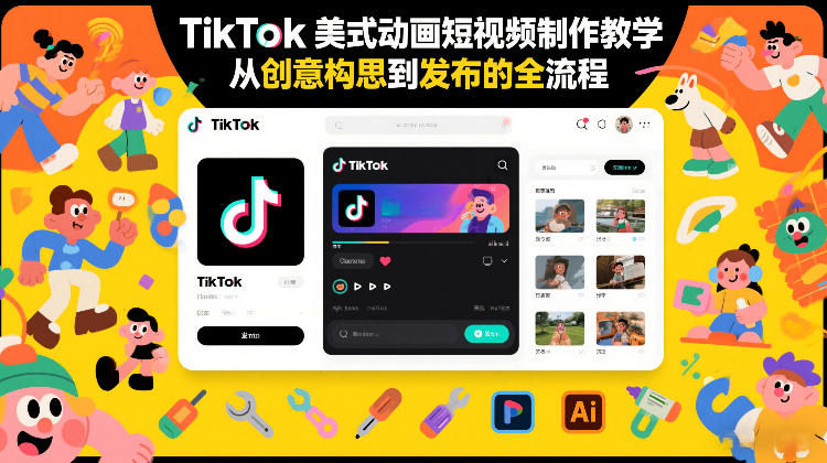 TikTok美式动画短视频制作教学，从创意构思到发布的全流程-副业宝典