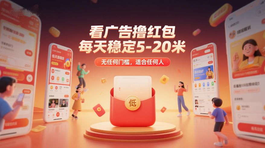 看广告撸红包，每天稳定5-20米，无任何门槛，适合任何人-副业宝典