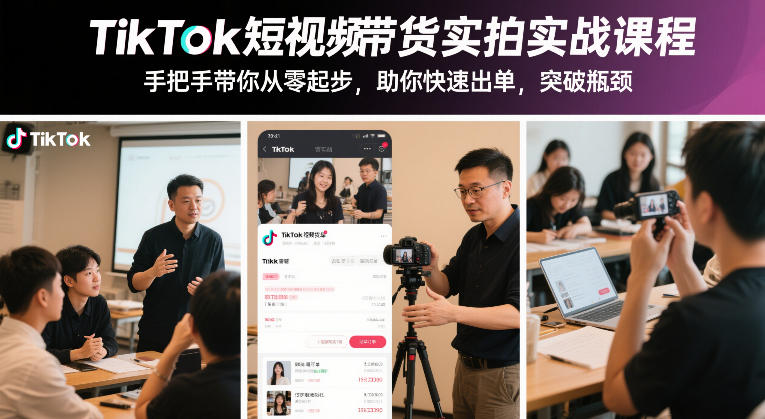 TikTok短视频带货实拍实战课程，手把手带你从零起步，助你快速出单，突破瓶颈-副业宝典