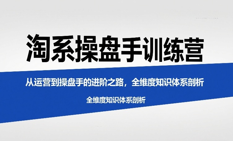 淘系操盘手训练营，​从运营到操盘手的进阶之路，全维度知识体系剖析-副业宝典