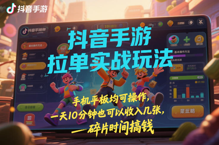 抖音手游拉单实战玩法，手机平板均可操作，一天10分钟也可以收入几张，碎片时间搞钱【揭秘】-副业宝典