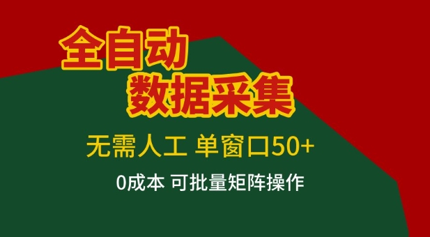 全自动数据采集项目，无需人工，单窗口可达50+收益，操作简单无难度，一个人也能轻松实现矩阵【揭秘】-副业宝典