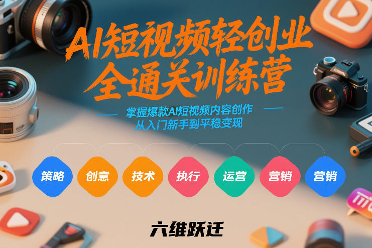 AI短视频轻创业全通关训练营，掌握爆款AI短视频内容创作，从入门新手到平稳变现的六维跃迁-副业宝典