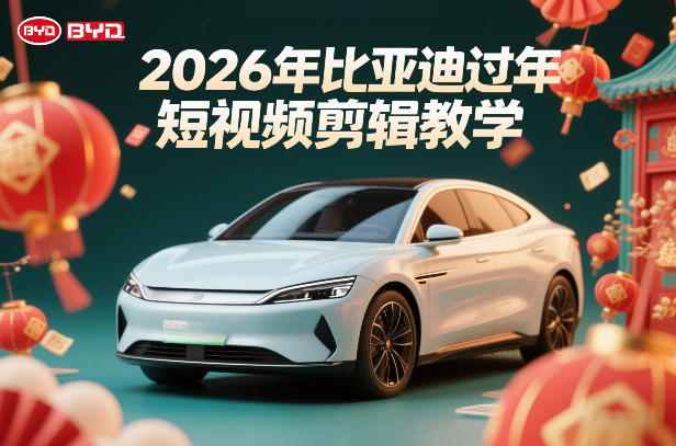比亚迪过年短视频剪辑教学，车企短视频过年剪辑方案-副业宝典
