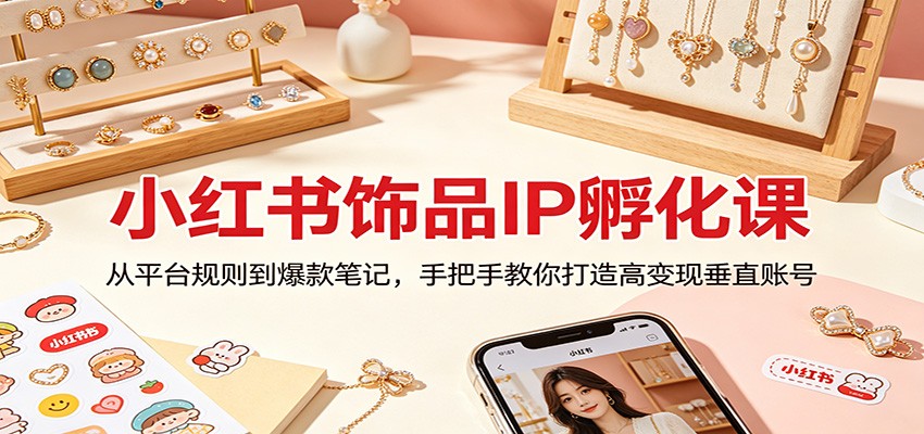小红书饰品IP孵化课：从平台规则到爆款笔记，手把手教你打造高变现垂直账号-副业宝典