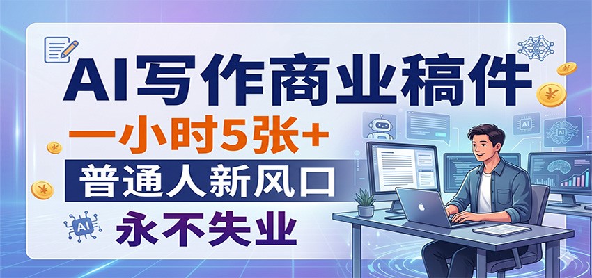AI写作商业稿件，一小时5张+，普通人新风口，永不失业-副业宝典