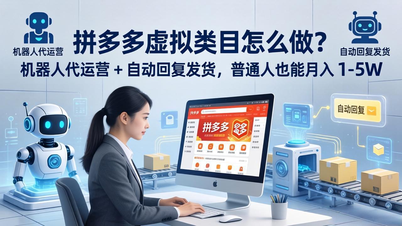 拼多多虚拟类目怎么做？机器人代运营 + 自动回复发货，普通人也能月入 1-5W-副业宝典