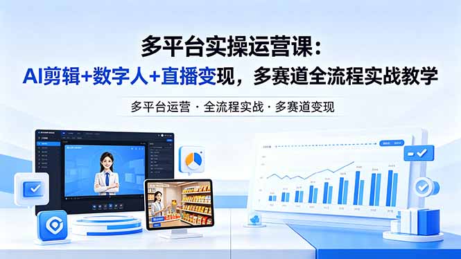 某团队多平台实操运营课-更新26年4月20：AI剪辑+数字人+直播变现，多赛道全流程实战教学-副业宝典