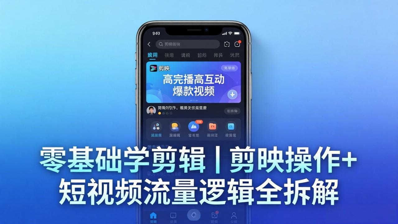 【零基础学剪辑】剪映操作+短视频流量逻辑全拆解｜手把手教你剪出高完播高互动爆款视频-副业宝典