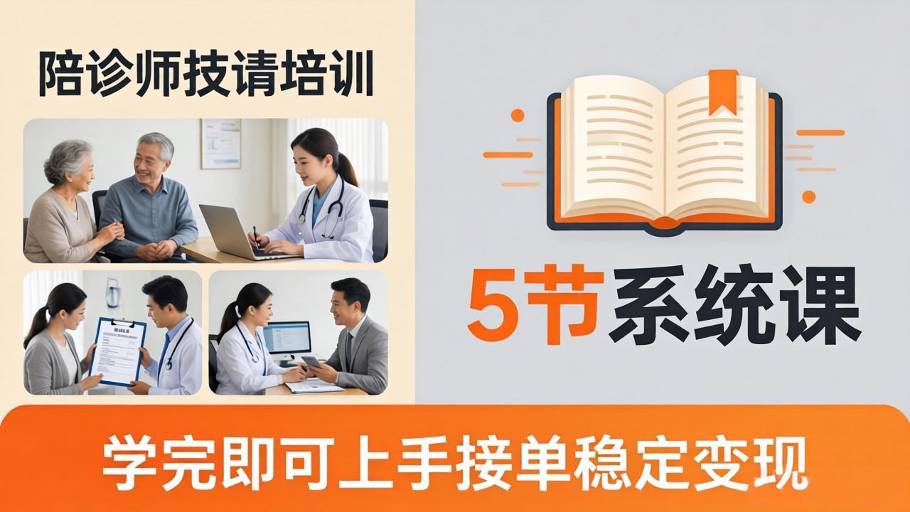 想做陪诊师不知从何下手？5节系统课教你掌握核心技能，学完即可上手接单稳定变现-副业宝典
