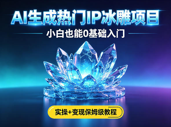 AI生成热门ip冰雕项目，小白也能0基础入门，实操+变现保姆级教程-副业宝典