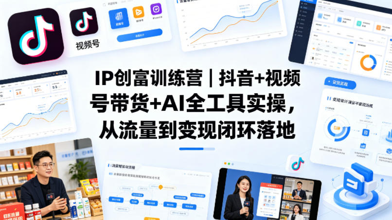 IP创富训练营｜抖音+视频号带货+AI全工具实操，从流量到变现闭环落地-副业宝典