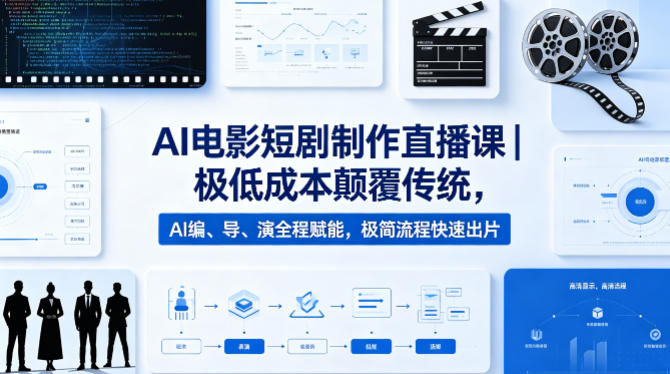 AI电影短剧制作直播课｜极低成本颠覆传统，AI编、导、演全程赋能，极简流程快速出片-副业宝典