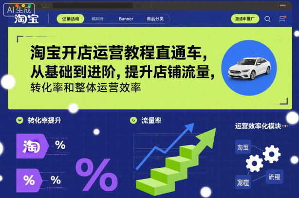 淘宝开店运营教程直通车，从基础到进阶，提升店铺流量，转化率和整体运营效率(更新26年4月20日)-副业宝典