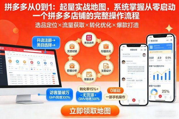 拼多多从0到1：起量实战地图，系统掌握从零启动一个拼多多店铺的完整操作流程-副业宝典