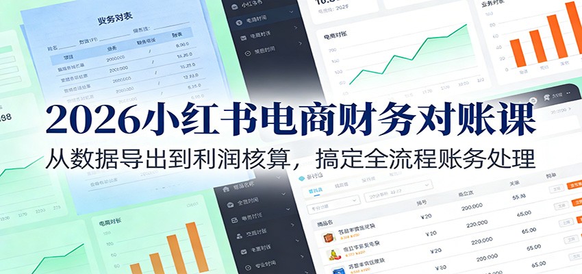 2026小红书电商财务对账课：从数据导出到利润核算，搞定全流程账务处理-副业宝典