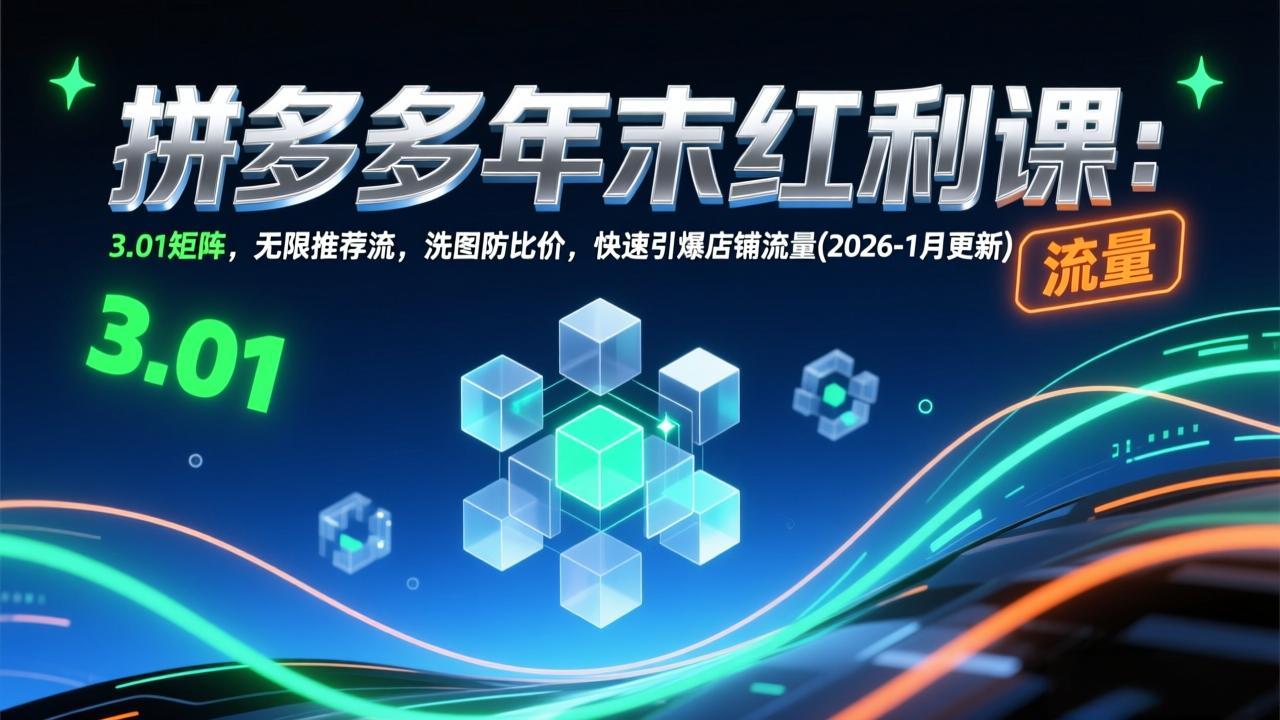 拼多多年末红利课：3.01矩阵，无限推荐流，洗图防比价，快速引爆店铺流量(2026-1月更新-副业宝典