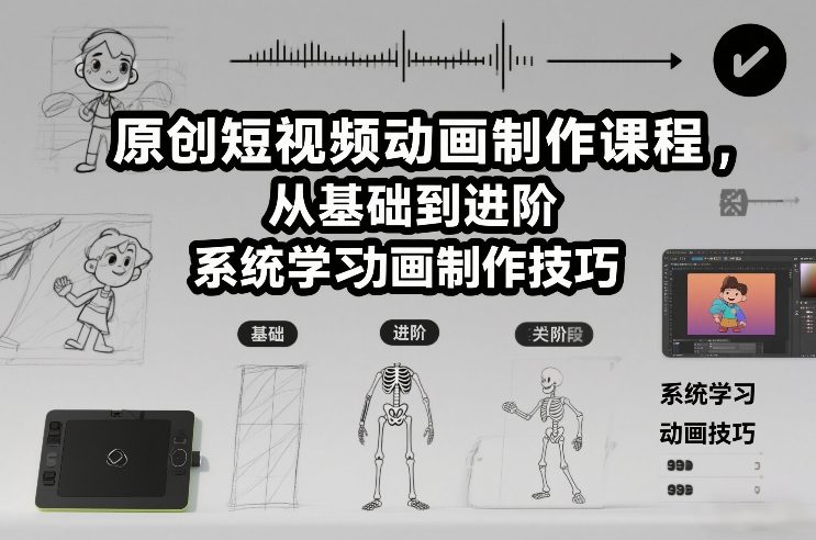 原创短视频动画制作课程，从基础到进阶，系统学习动画制作技巧-副业宝典