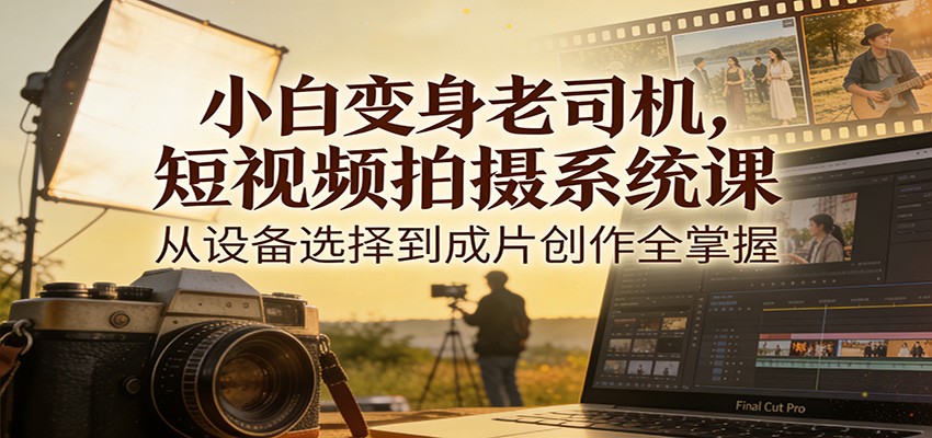 小白变身老司机，短视频拍摄系统课，从设备选择到成片创作全掌握-副业宝典