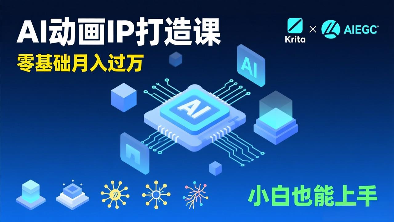 AI动画新手变现课，Krita+AIGC、模型训练、商单资源，零基础月入过万，小白也能上手-副业宝典